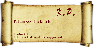 Klimkó Patrik névjegykártya
